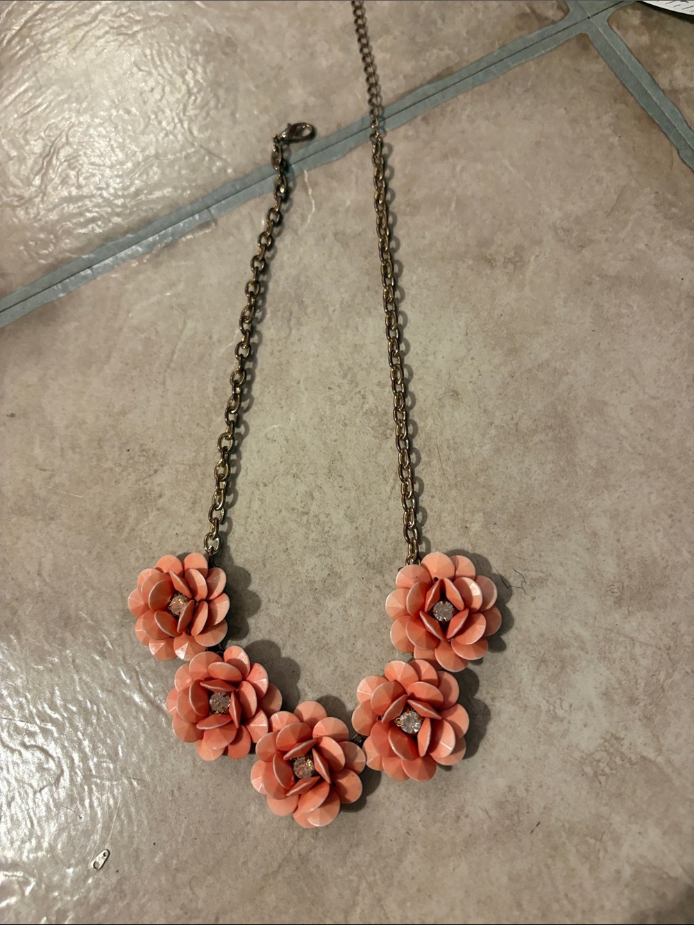 Floral Statement Necklace in Coral Pink